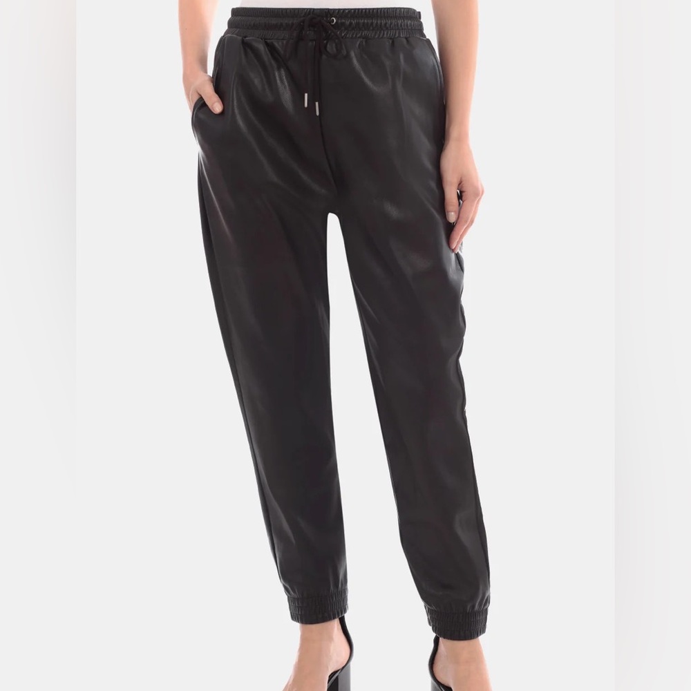 Lord & Taylor, Bagatelle Women’s Faux Leather Joggers in black